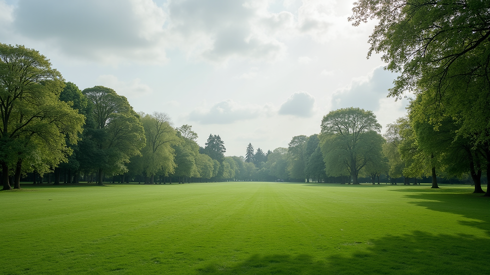 Wide angle view of Wythenshawe Park with open green space