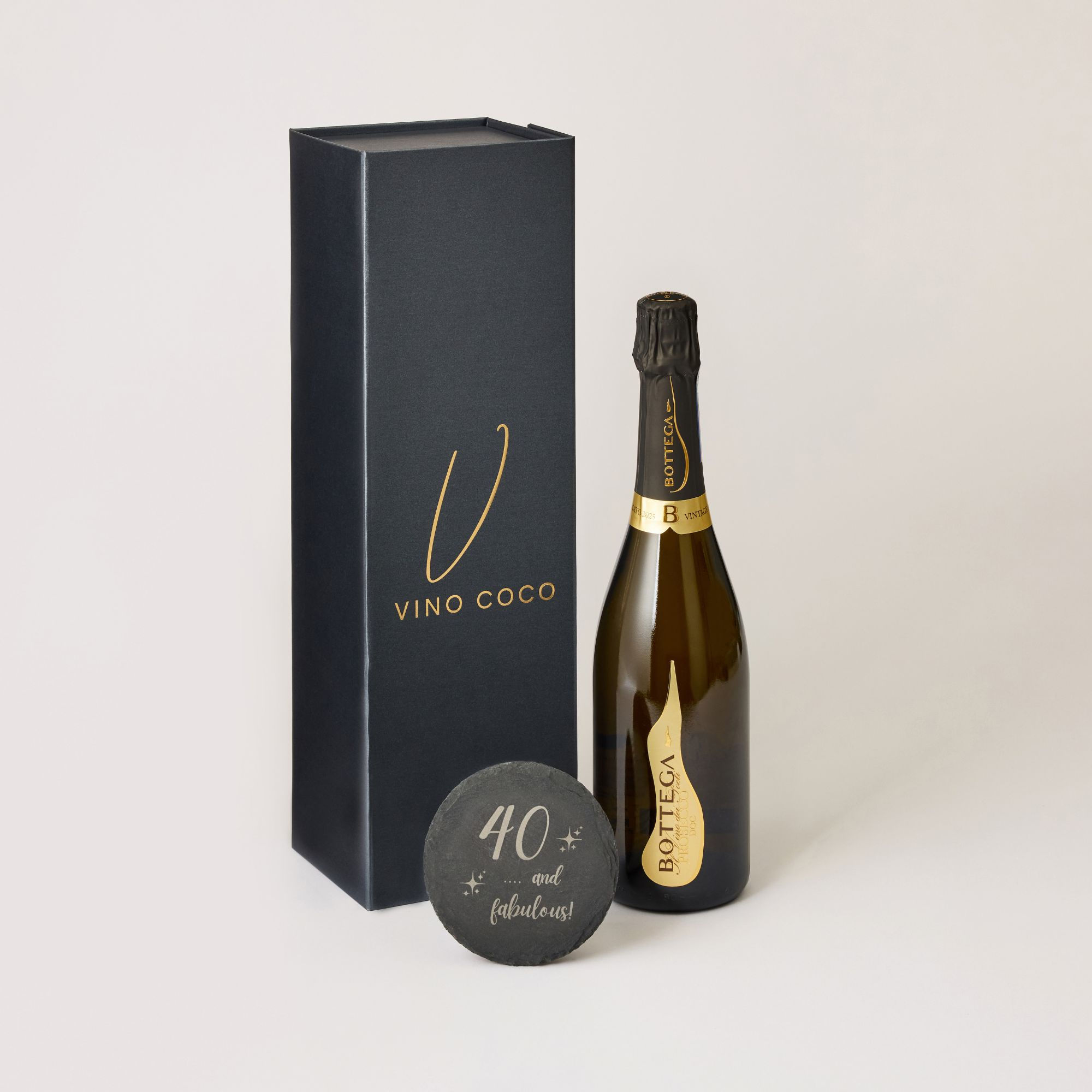 40th Birthday Bottega Prosecco & Coaster Gift Set