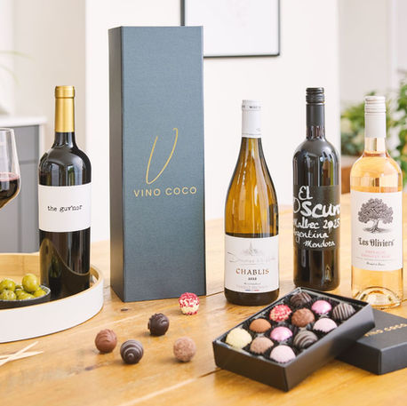 Vino Coco Wine & Truffles Gift Sets - Chooose from Red Wine and Truffles, White Wine & Truffles or Rose Wine & Truffles