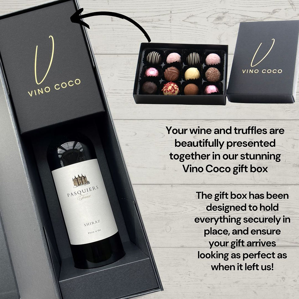Thumbnail: Luxury 40th birthday gifts for him - the Vino Coco Shiraz & Truffles gift set