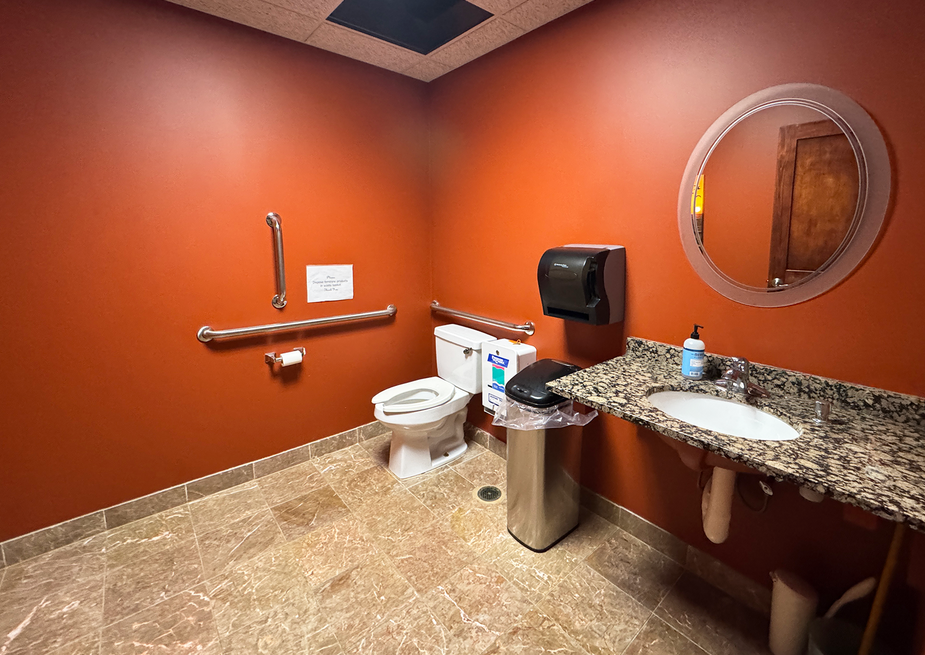Handicap accessible restroom in the LTC Building.