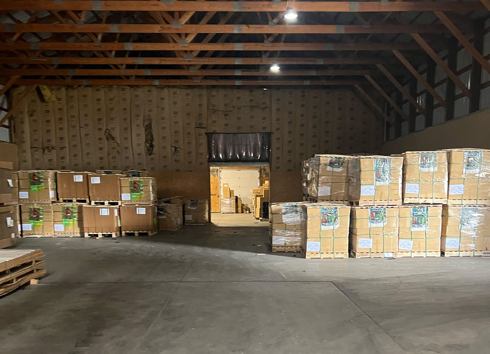 Warehouse with palettes of merchandise