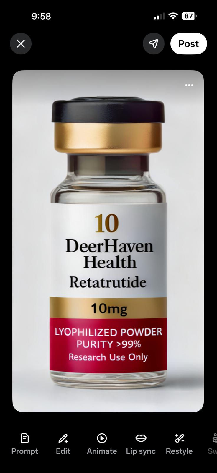 Thumbnail: Retatrutide 10 mg kit (100 mgs)