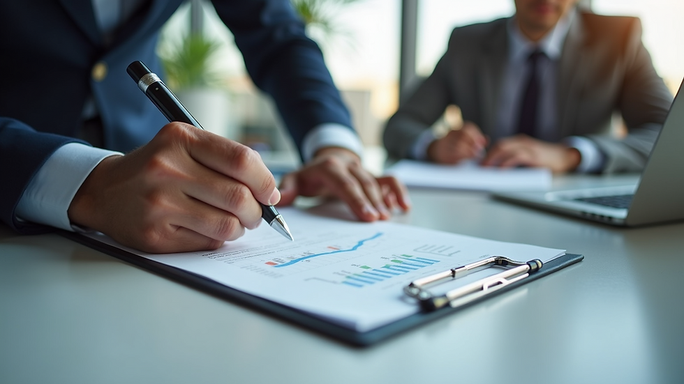 Eye-level view of a business leader reviewing a personalized leadership plan