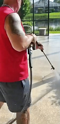 pressure washing a pool deck to sand and seal pavers
