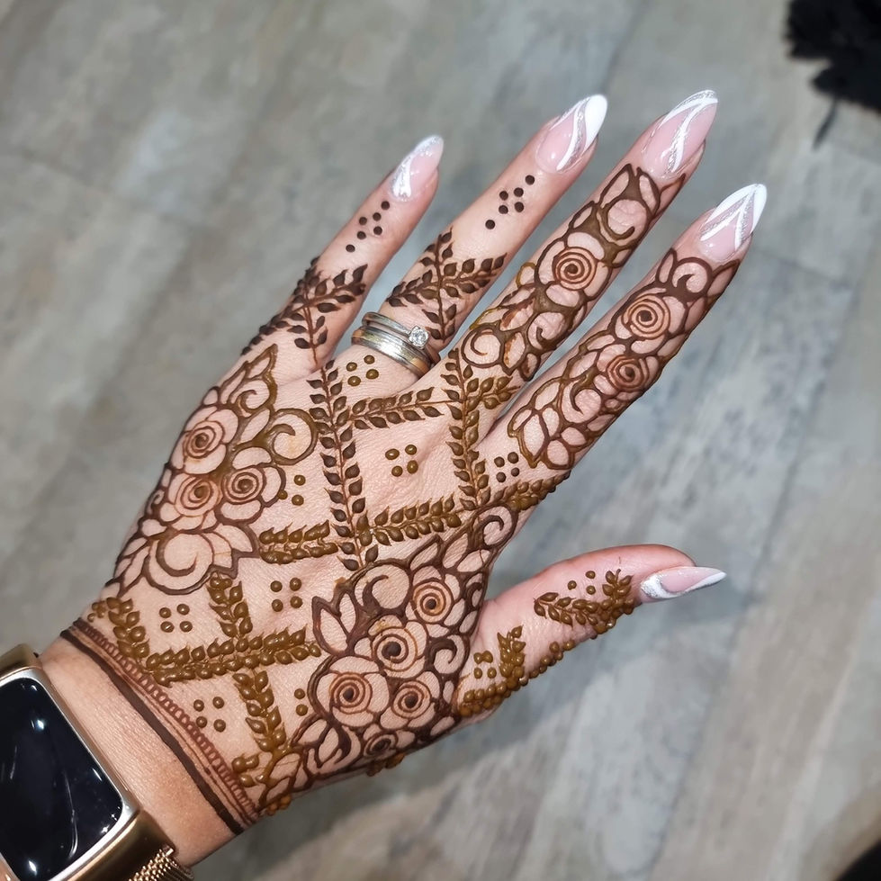 a woman's hand with a mehndi design on it