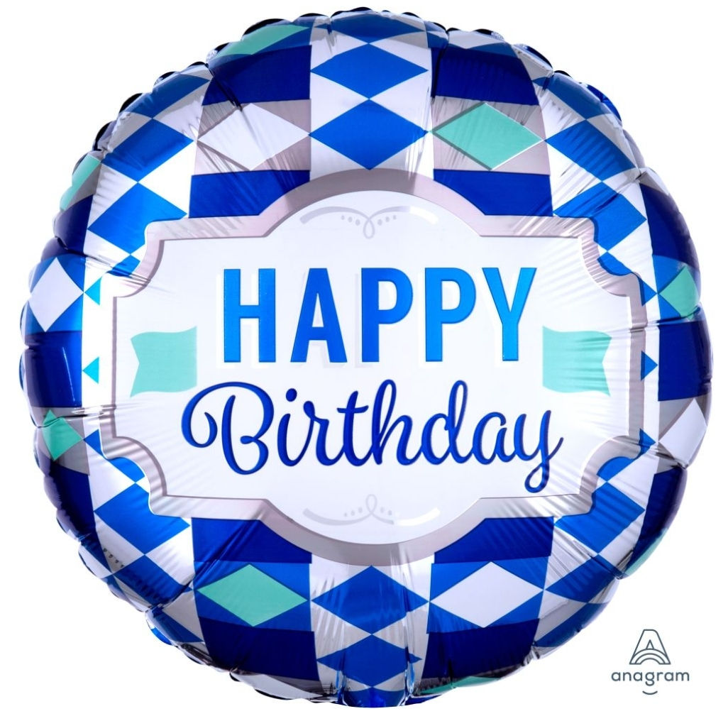 18" Helium Filled Birthday Tie Pattern 