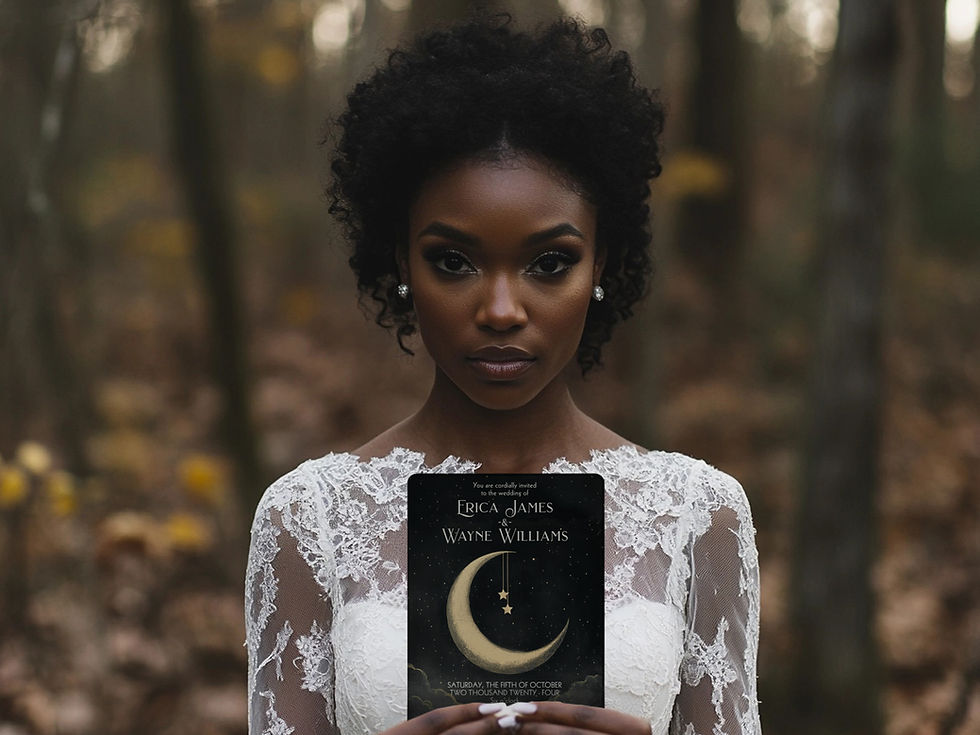 Thumbnail: black gold gatsby celestial stars moon wedding invitations stationery  save the dates