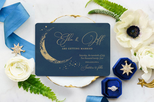 Crescent Moon Celestial Wedding Invitations | Gilded Swan Paperie
