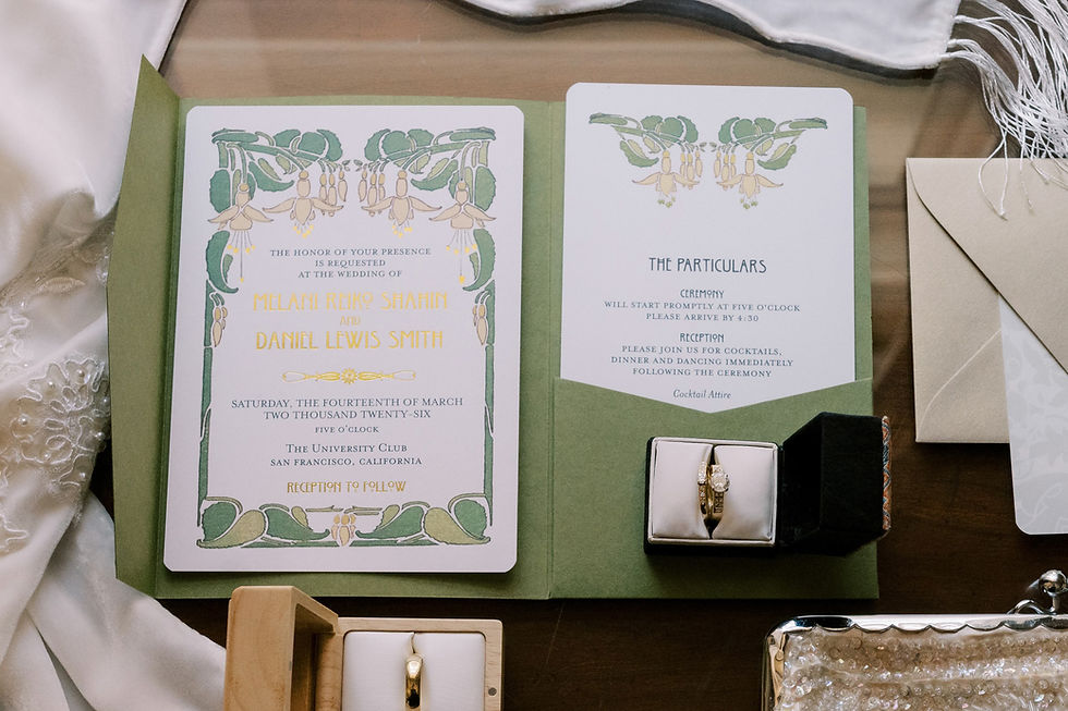 Thumbnail: island citrus yellow wedding invitations art nouveau alphonse mucha