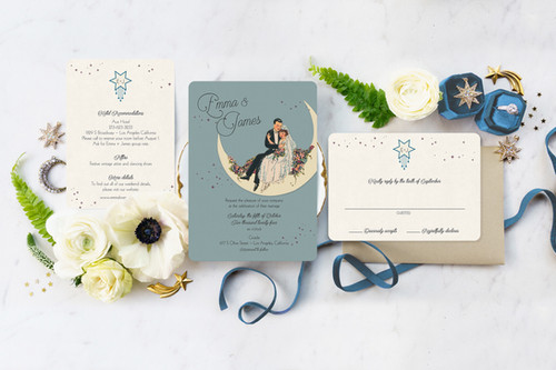 Paper Moon Gatsby Wedding Invitations | Gilded Swan Paperie