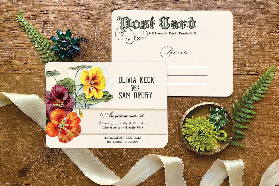 Thumbnail: Vintage Botanical Flowers Wedding Invitation Suite