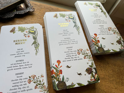 metallic gold wedding dinner menu floral botanical