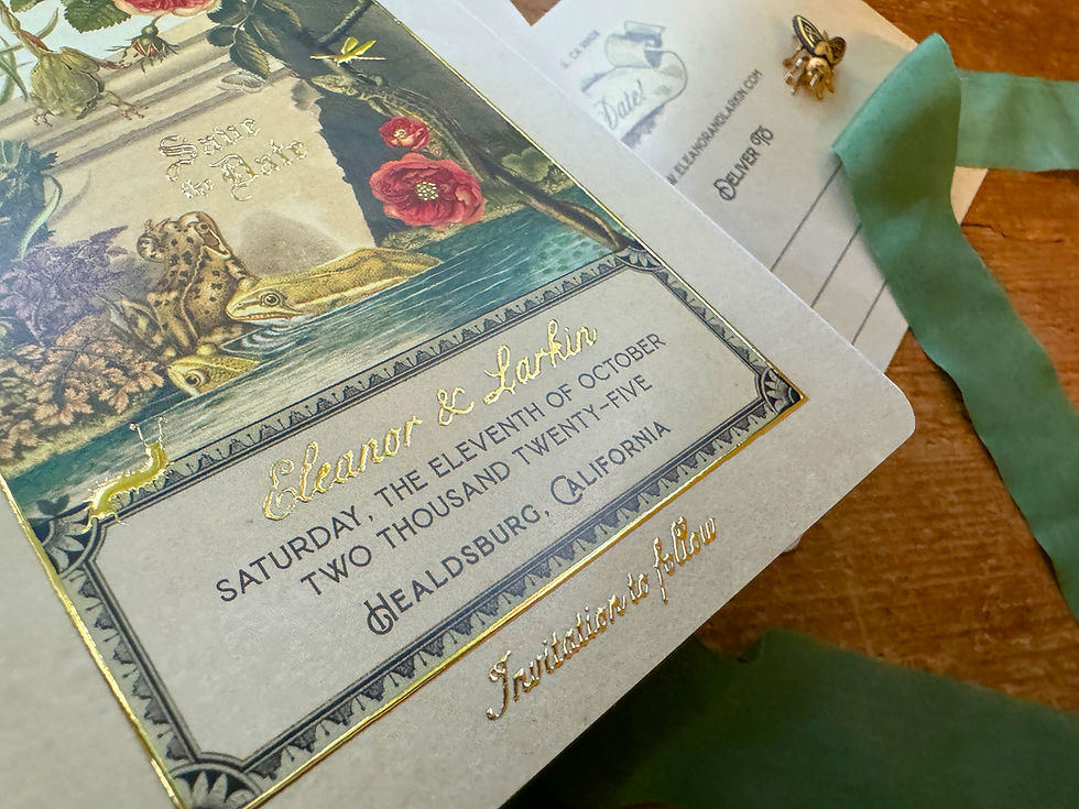 Thumbnail: gold foil metallic_save_the_date_frog_nature_wedding invitations