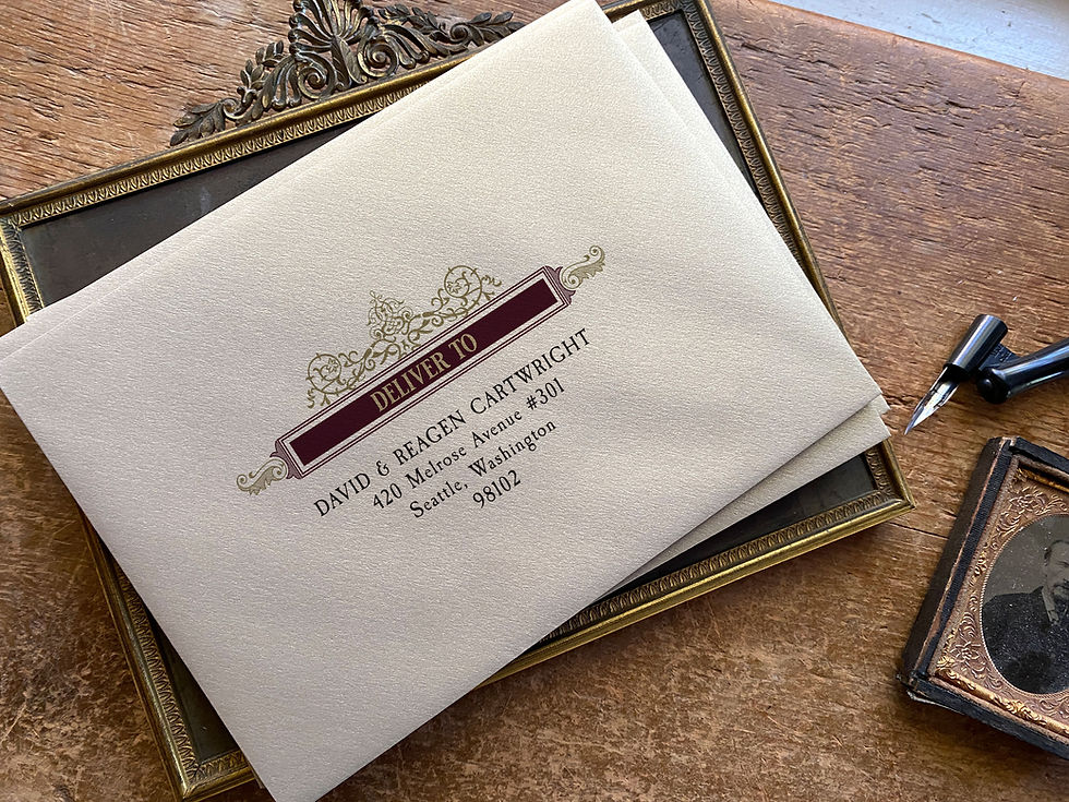 Thumbnail: gold wedding envelopes guest addressing