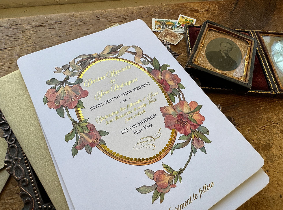 Thumbnail: gold metallic rust copper art nouveau wedding invitations wedding stationery