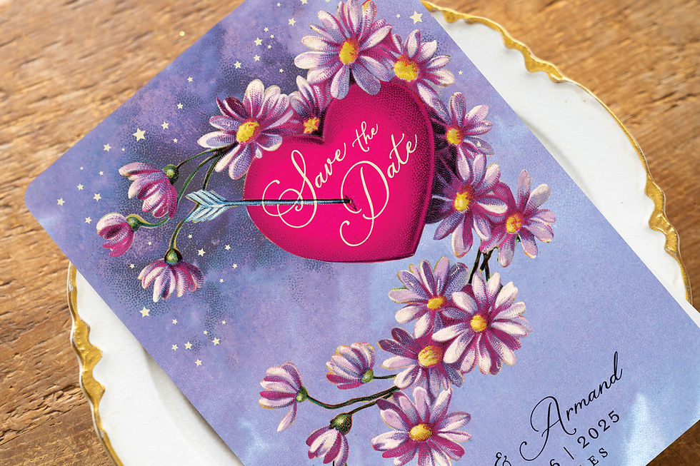 Thumbnail: Lavender save the dates, save the date postcards, victorian wedding, vintage wedding save the date invitations