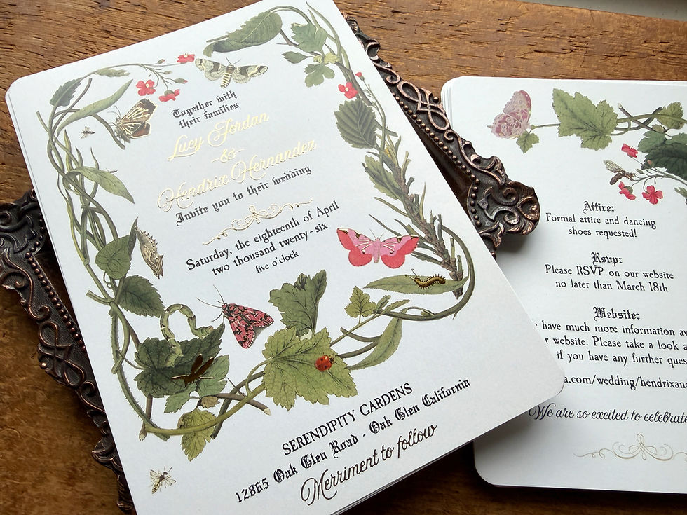 Thumbnail: pink nature wedding invitations stationery garden butterflies