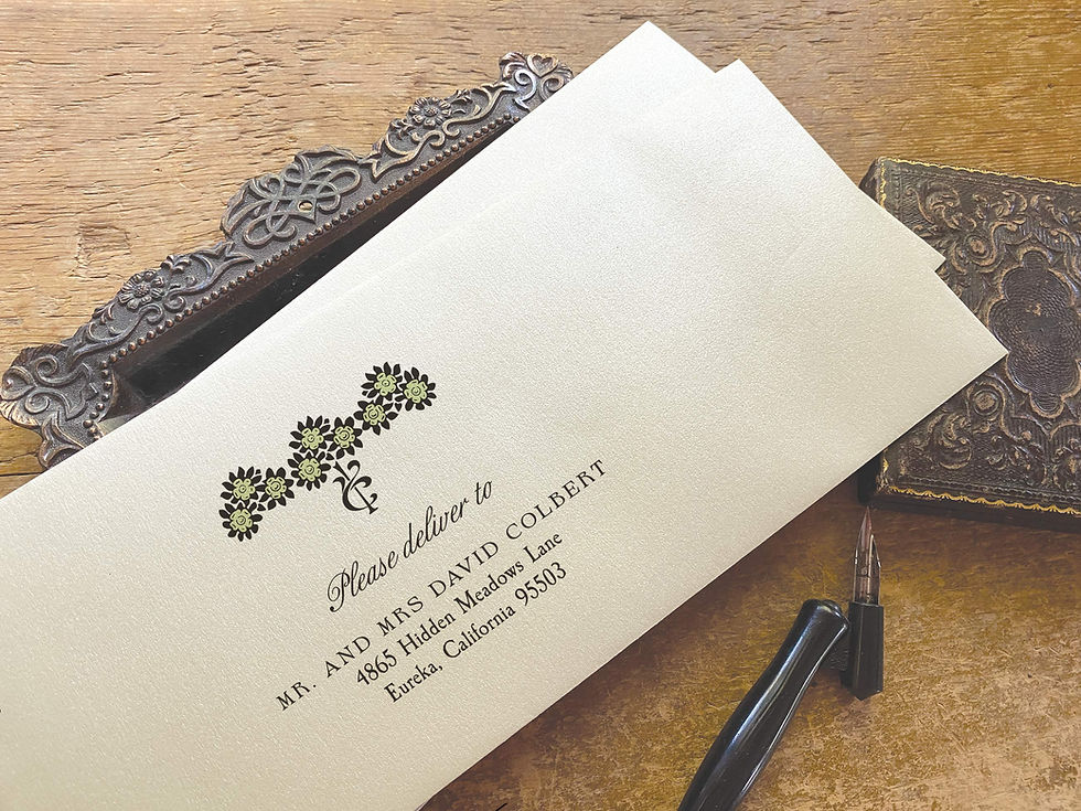 Thumbnail: guest printed gold envelopes wedding