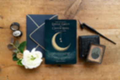 teal gold gatsby celestial stars moon wedding invitations stationery save the dates