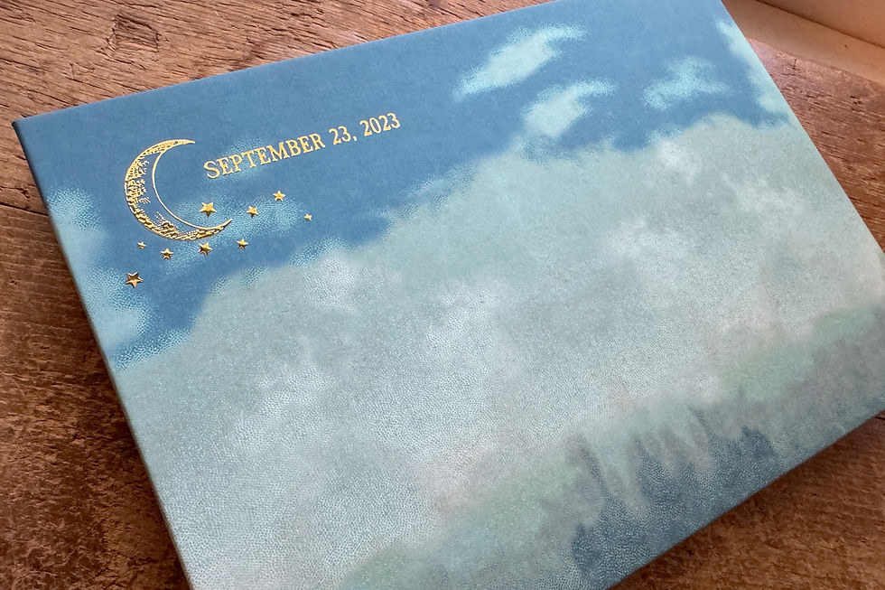 Thumbnail: blue gold moon stars wedding guest book photo album polaroid table