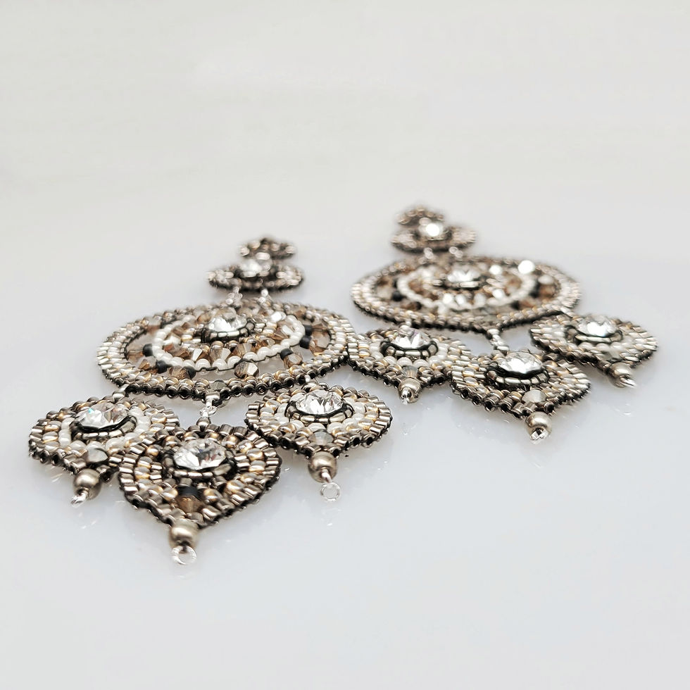 Miniaturbild: genähter schmuck, handgefertigter schmuck, chandeliers ohrringe,  leichte ohrringe,  statement ohrringe