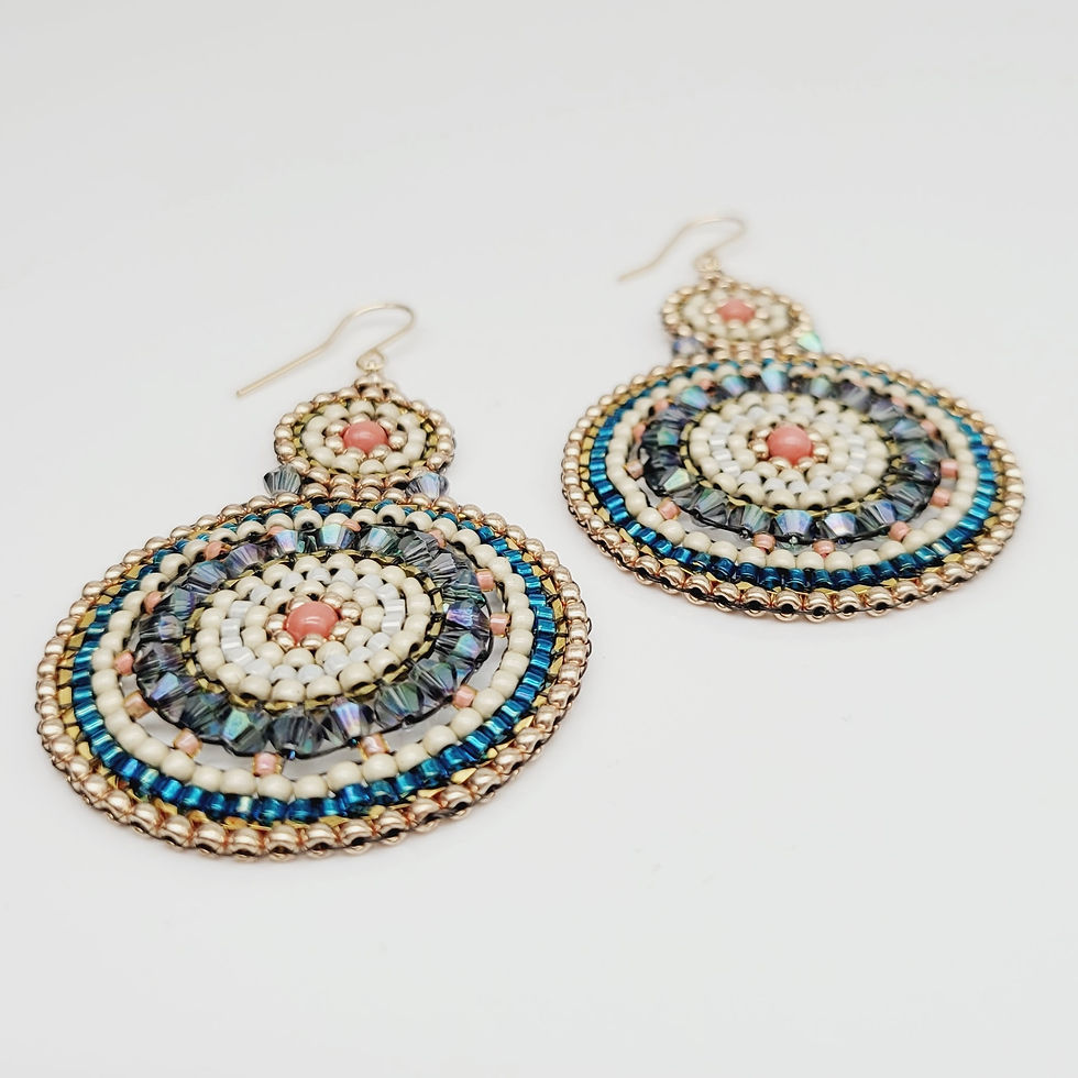 Miniaturbild: genähter schmuck, handgefertigter schmuck, chandeliers ohrringe,  leichte ohrringe,  statement ohrringe