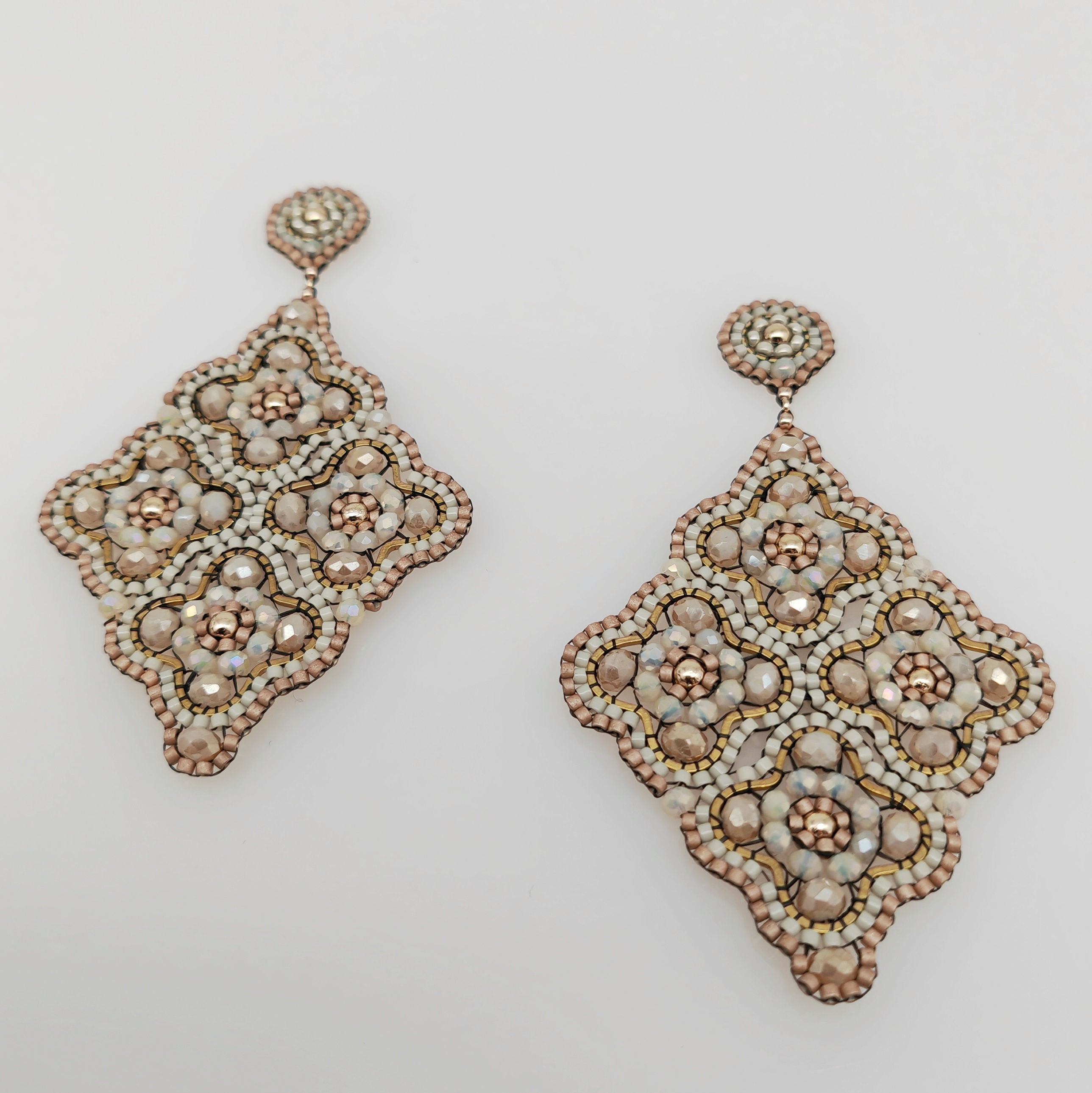 Ohrringe Treff Quattro beige, gold