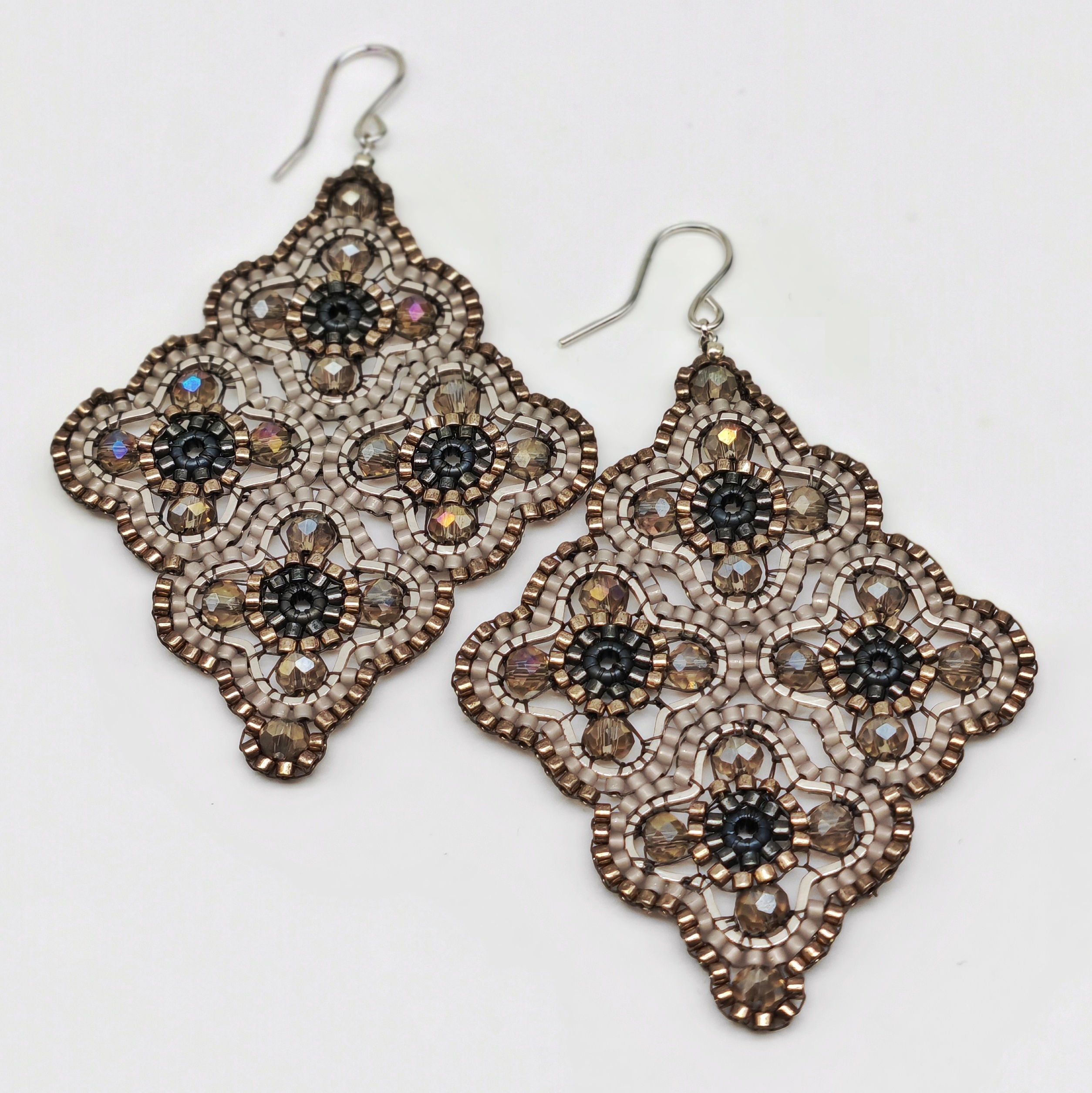 Ohrringe Treff Quattro grau, zinn