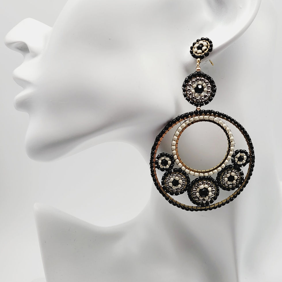 Miniaturbild: genähter schmuck, handgefertigter schmuck, chandeliers ohrringe,  leichte ohrringe,  statement ohrringe