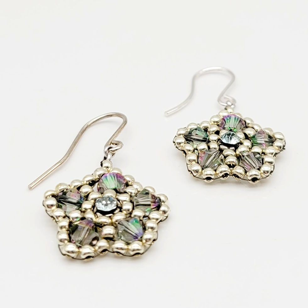Miniaturbild: Ohrringe Mini Swarovski silber, grünlich irisierend