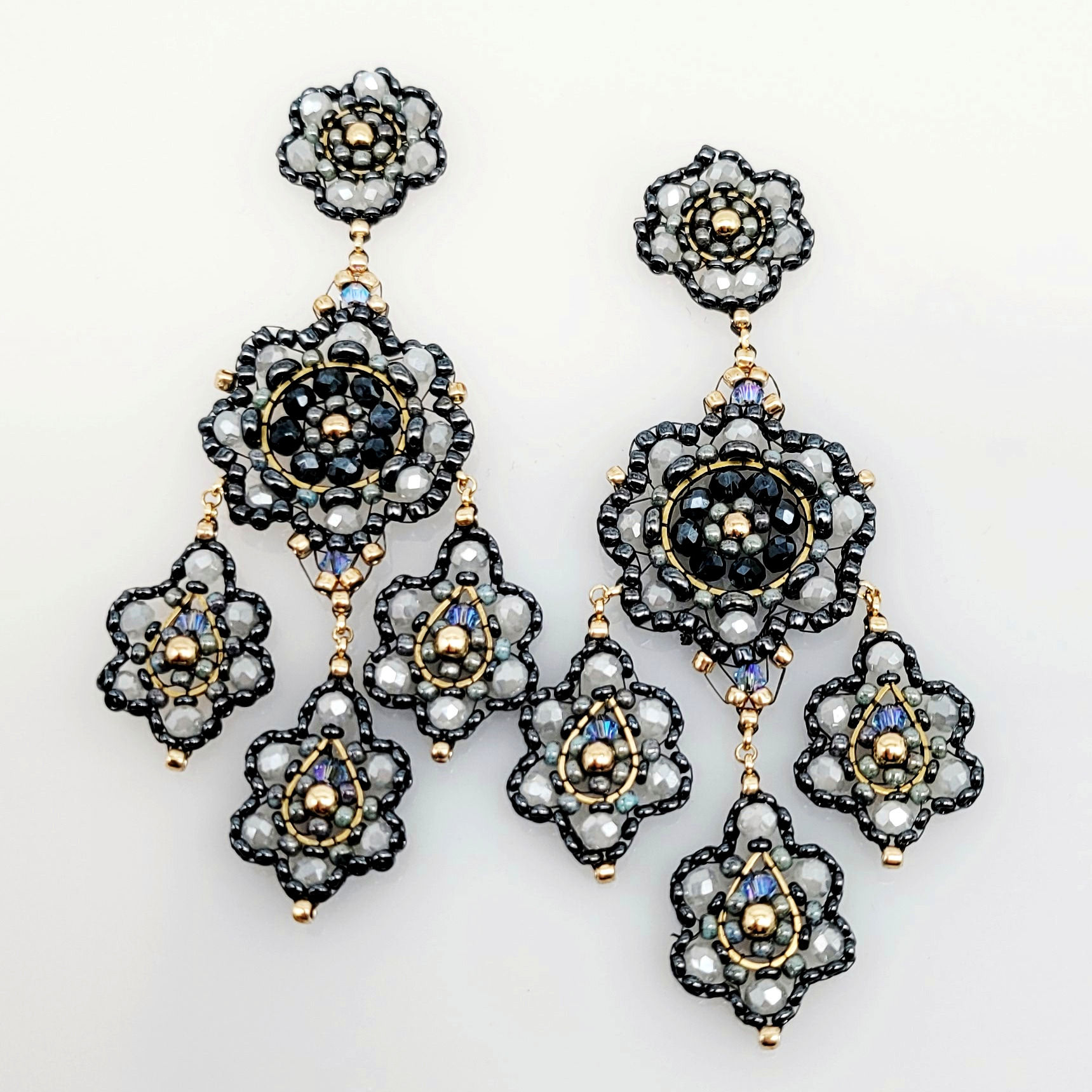 Ohrringe Kronleuchter klein, blau, gold