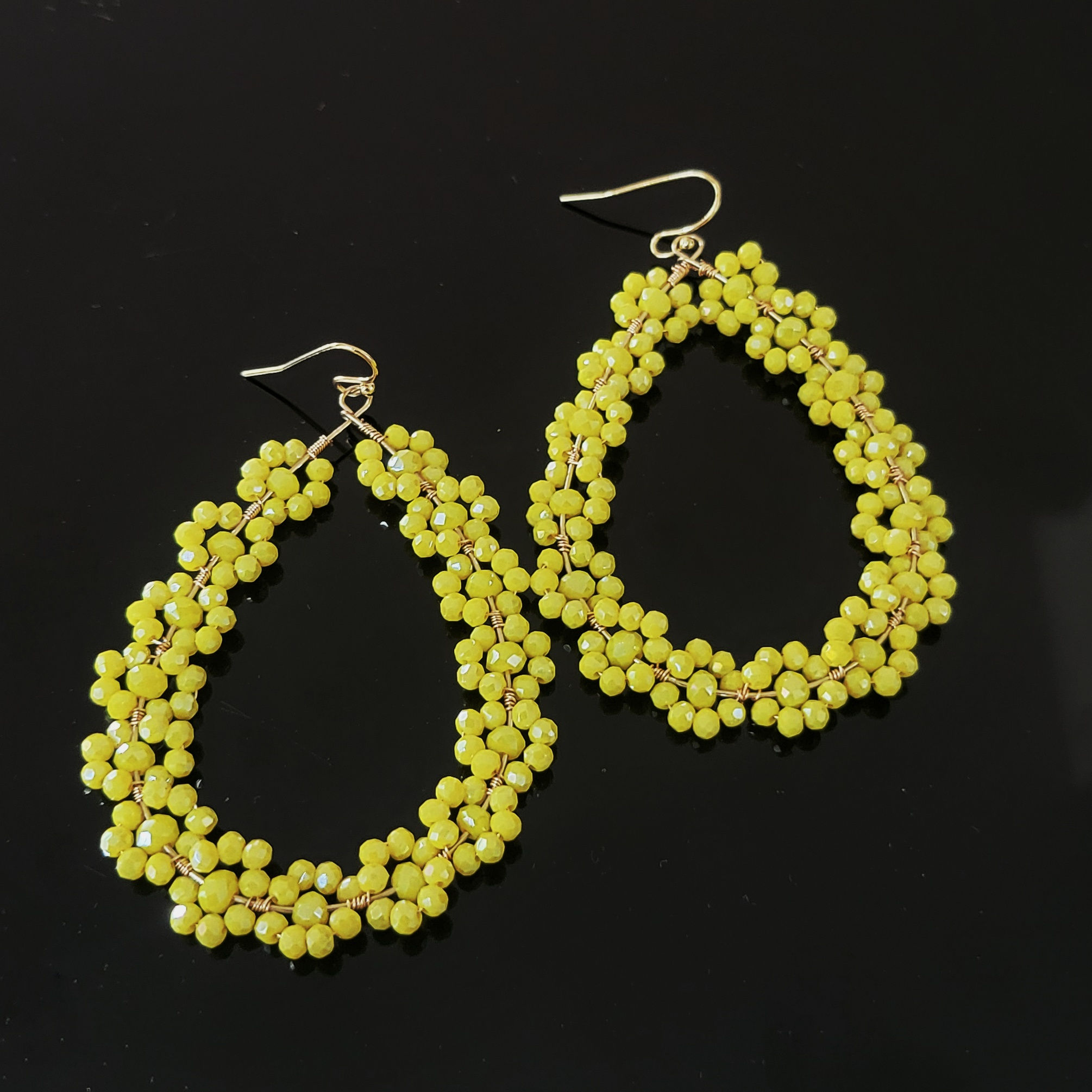 Ohrringe Tropfen, gelb, gold
