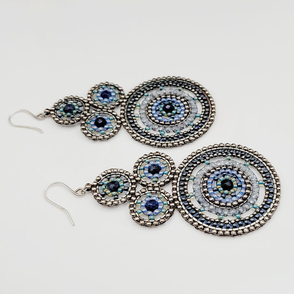 Miniaturbild: genähter schmuck, handgefertigter schmuck, chandeliers ohrringe,  leichte ohrringe,  statement ohrringe