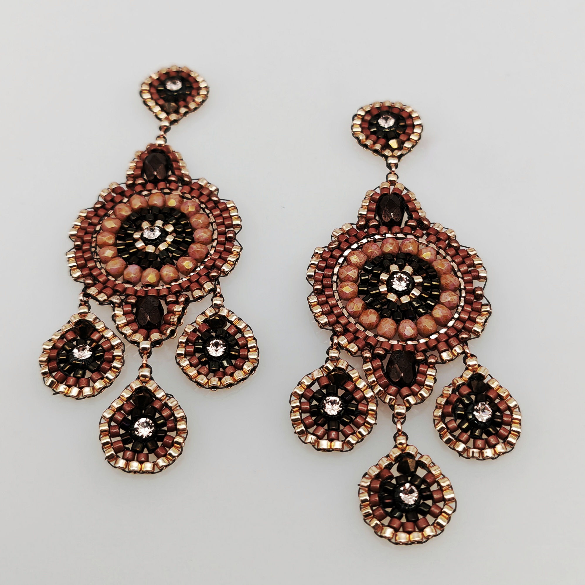 Ohrringe Dreiblatt, caramell, rosegold, ed.2