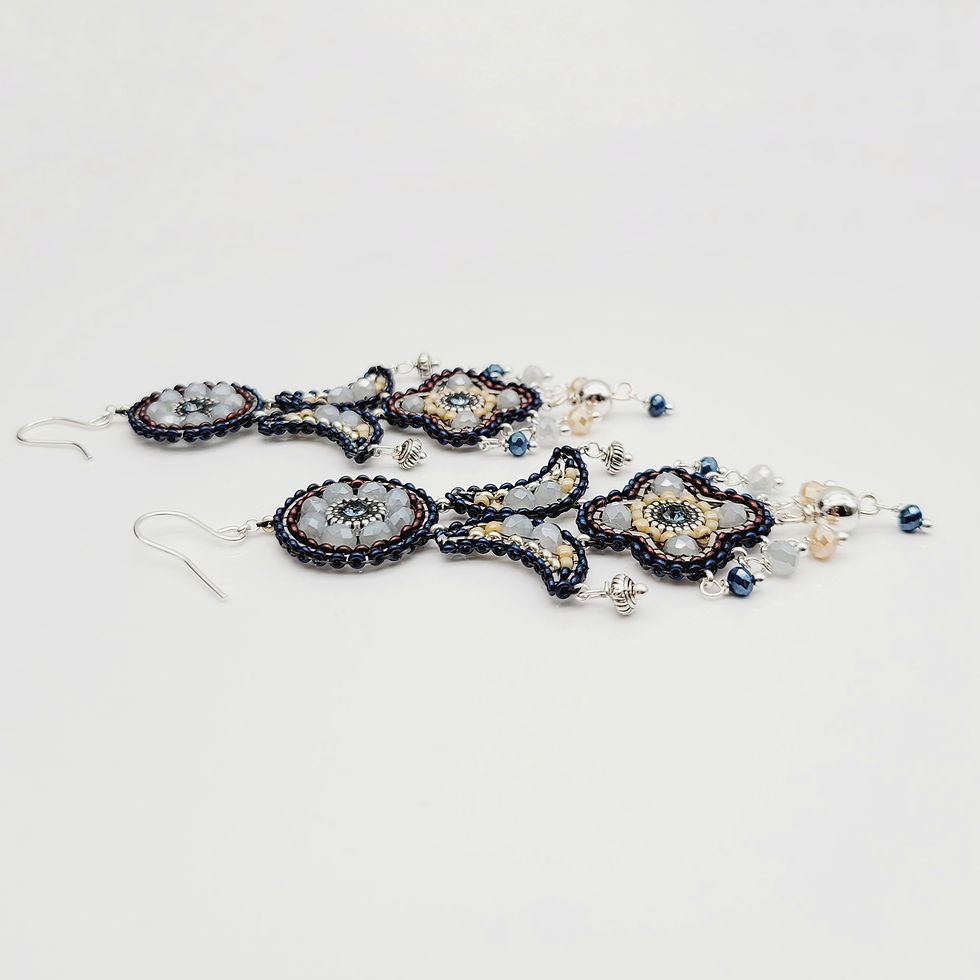 Miniaturbild: genähter schmuck, handgefertigter schmuck, chandeliers ohrringe,  leichte ohrringe,  statement ohrringe