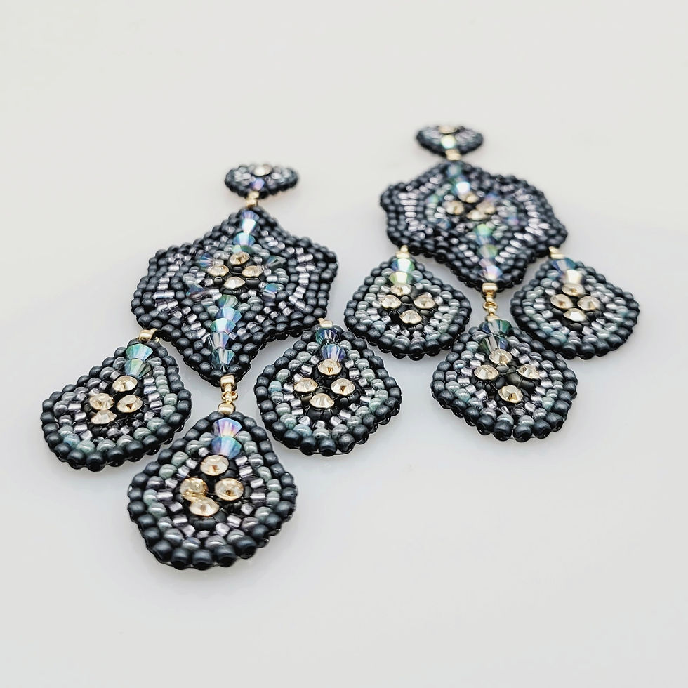 Miniaturbild: Ohrringe Dreiblatt Swarovski graublau