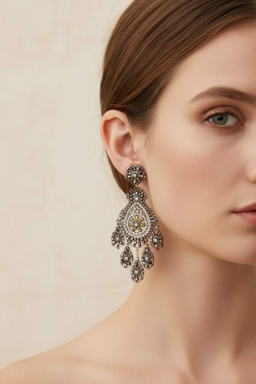 Miniaturbild: Ohrringe Fünfblatt chrome