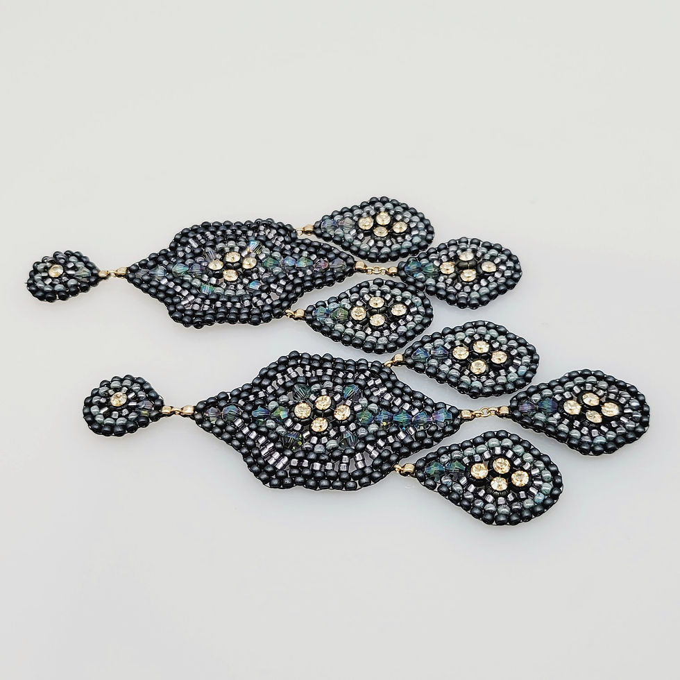 Miniaturbild: Ohrringe Dreiblatt Swarovski graublau