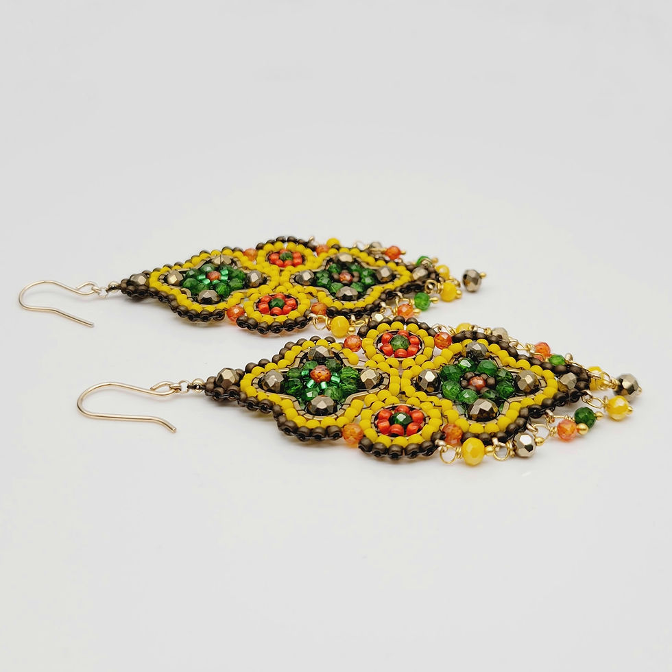 Miniaturbild: genähter schmuck, handgefertigter schmuck, chandeliers ohrringe,  leichte ohrringe,  statement ohrringe