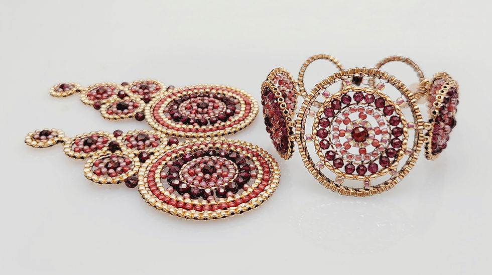 Miniaturbild: Ohrringe Schneefrau Granat, rosegold