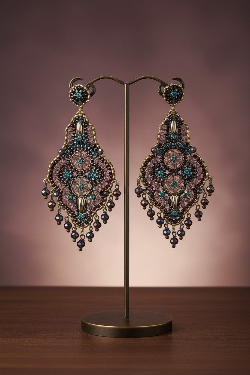 Ohrringe Bauchtanz aubergine, gold