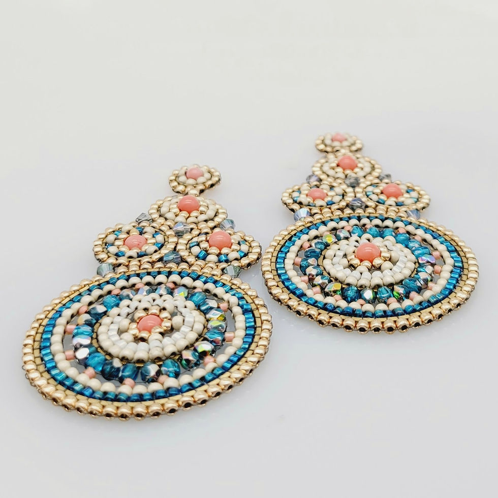 Miniaturbild: genähter schmuck, handgefertigter schmuck, chandeliers ohrringe,  leichte ohrringe,  statement ohrringe