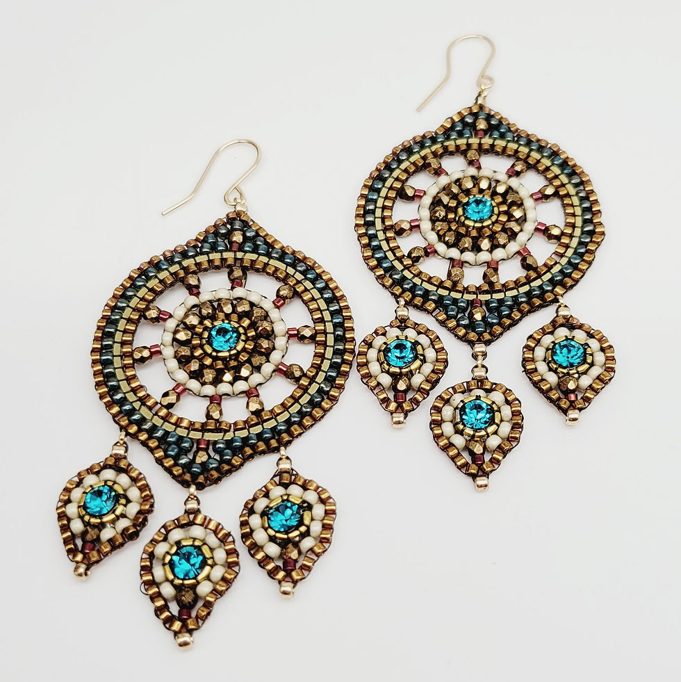 Ohrringe Dreiblatt Swarovski türkis, zinn, Ed.2