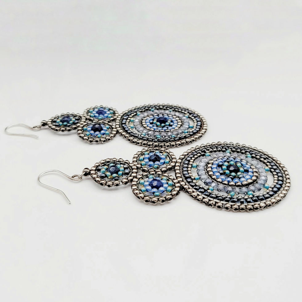 Miniaturbild: genähter schmuck, handgefertigter schmuck, chandeliers ohrringe,  leichte ohrringe,  statement ohrringe