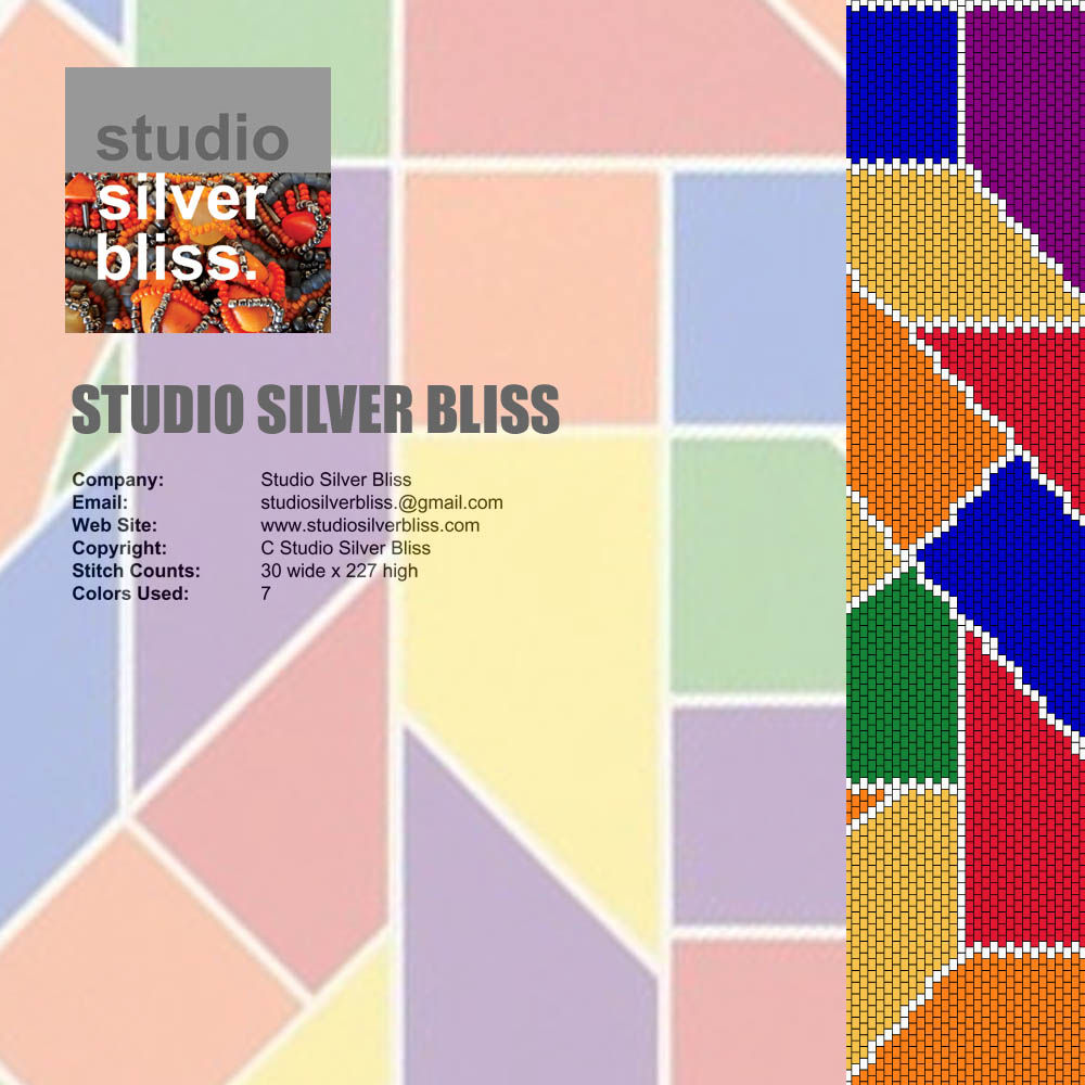 PEYOTE BRACELET PATTERN 1.5" x 7.6" 7 colours (Bead Graph ONLY)