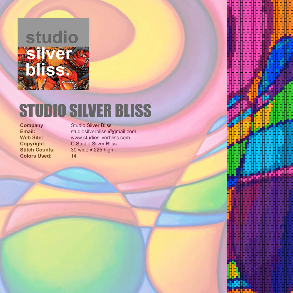 PEYOTE BRACELET PATTERN 1.5"x 7.0" 14 colours (Bead Graph ONLY)