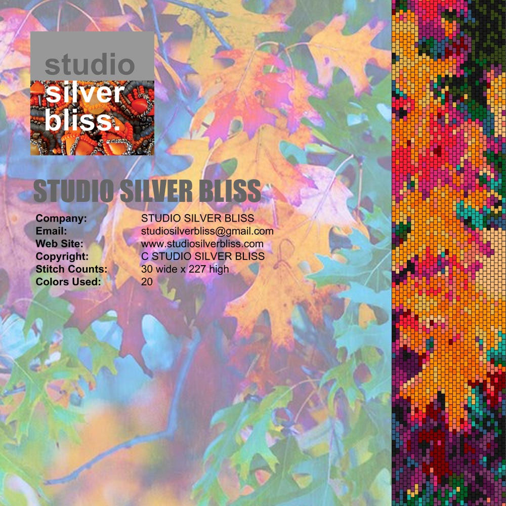 PEYOTE BRACELET PATTERN 1.5" x 7.0" 20 colours (Bead Graph ONLY)