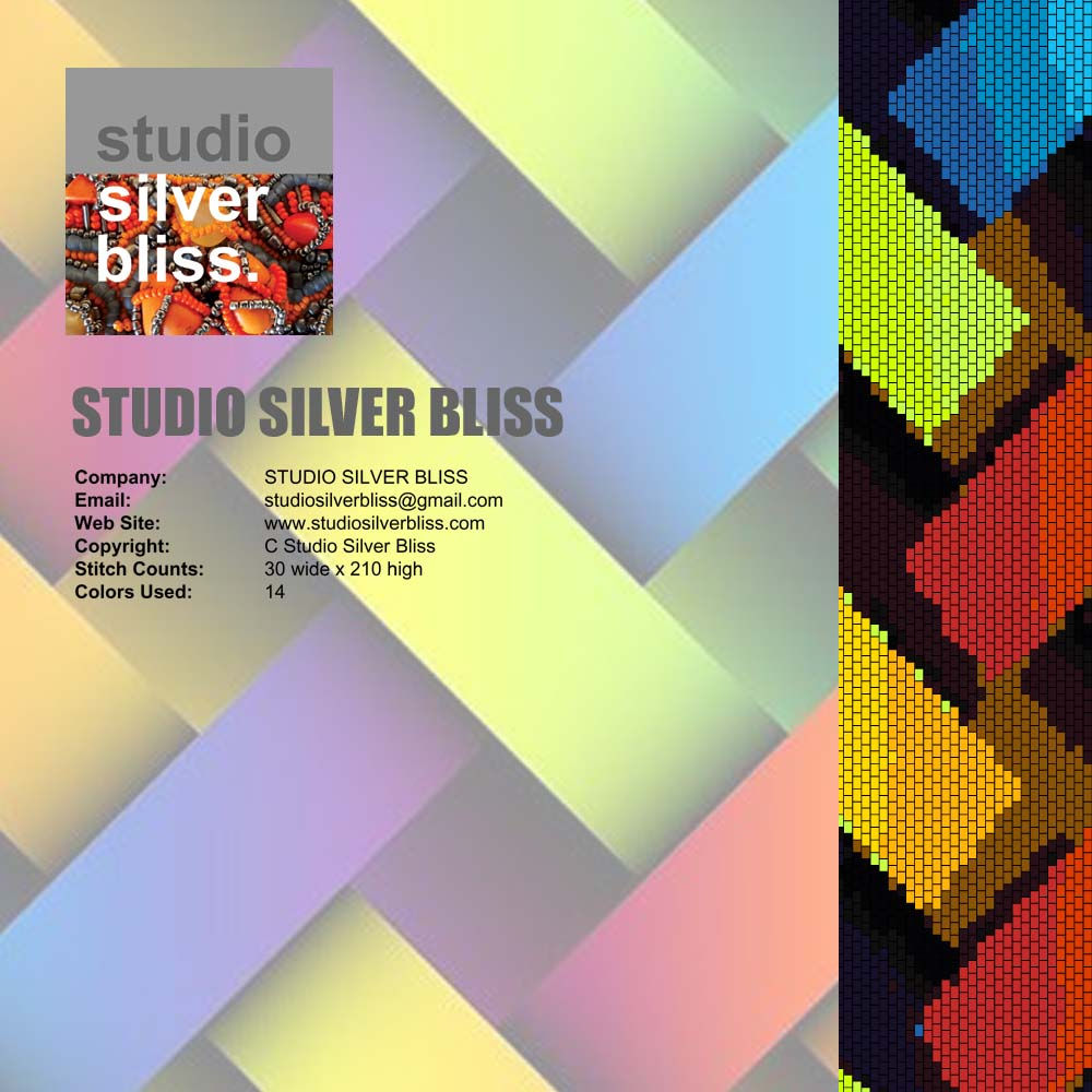 PEYOTE BRACELET PATTERN 1.5" x 6.5" 14 colours (Bead Graph ONLY)