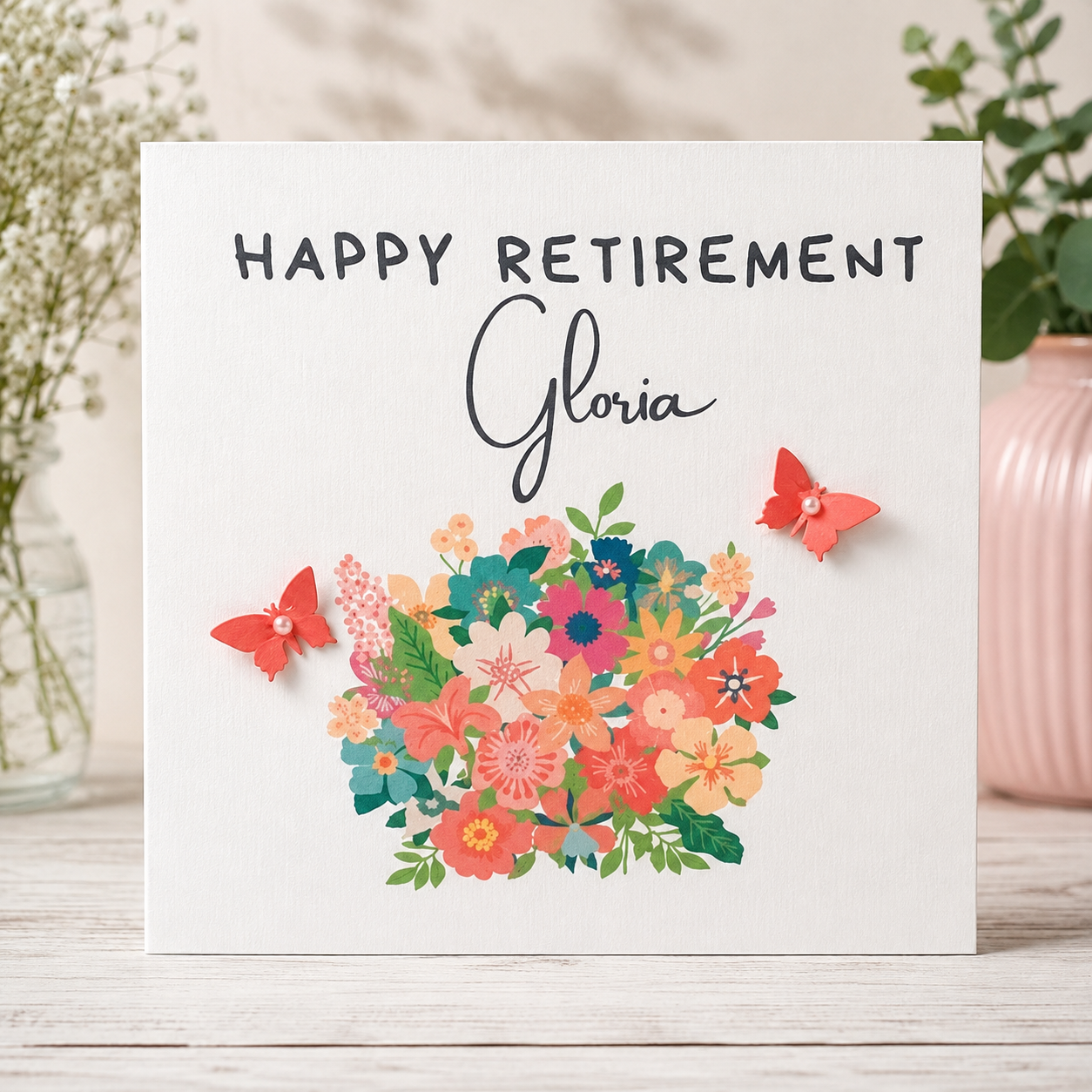 Personalised Floral Retirement Card – Any Name